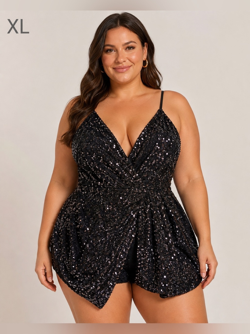 Fashion Nova gray / black Sequin Romper XL
